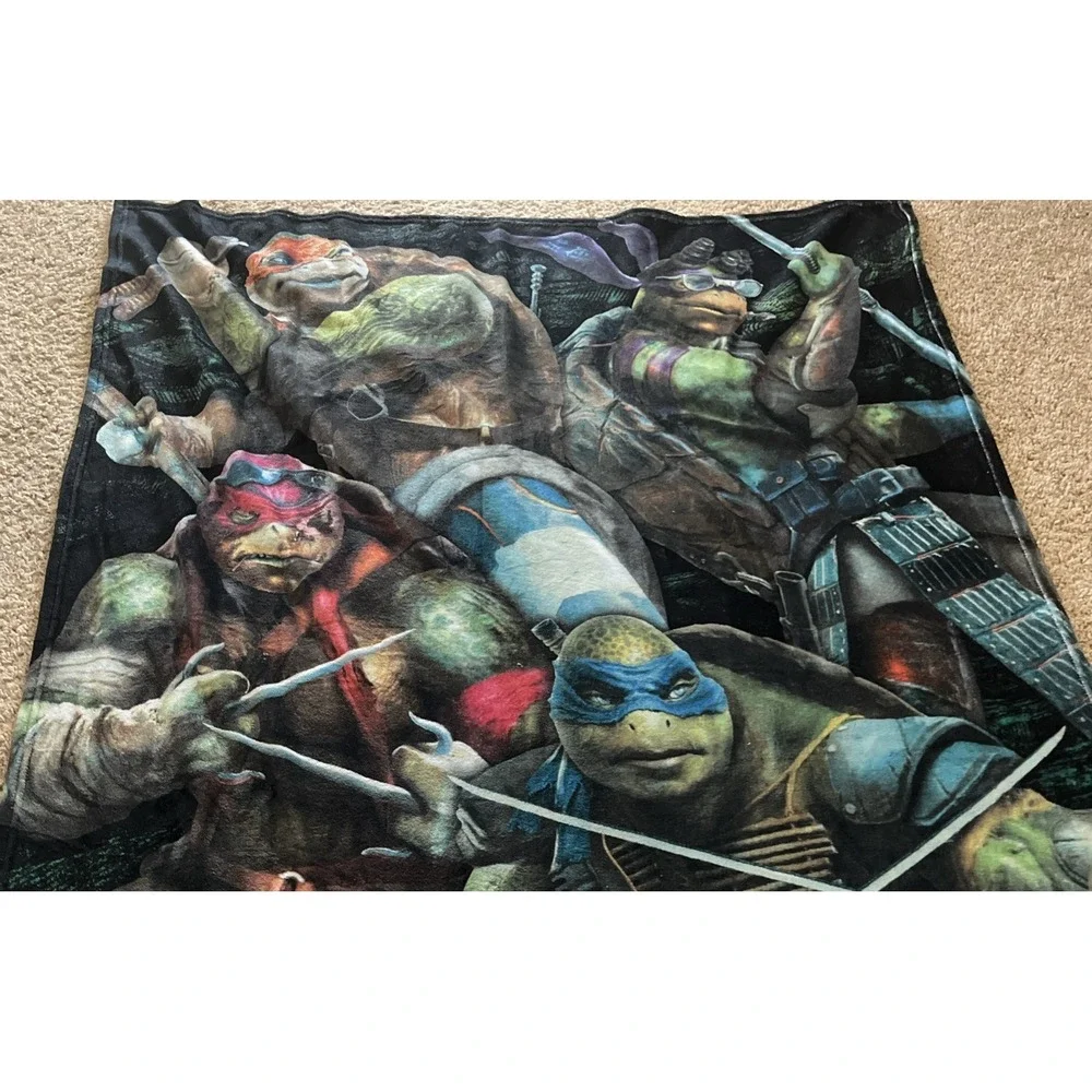 2014 RARE Nickelodeon TMNT Ninja Turtles Large Plush Throw Blanket 50